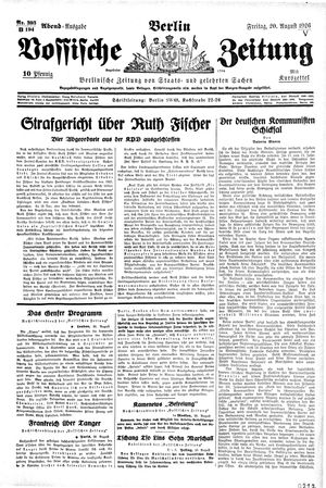 Vossische Zeitung vom 20.08.1926
