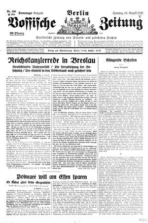 Vossische Zeitung vom 22.08.1926