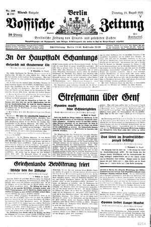 Vossische Zeitung vom 24.08.1926