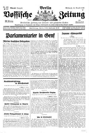 Vossische Zeitung vom 25.08.1926