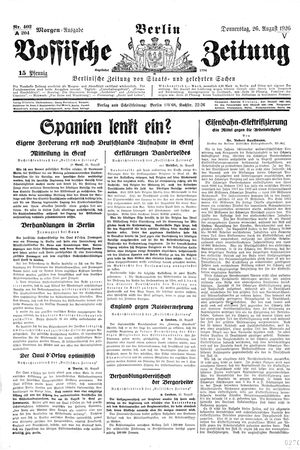 Vossische Zeitung vom 26.08.1926