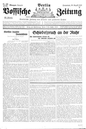 Vossische Zeitung vom 28.08.1926