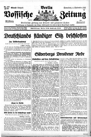 Vossische Zeitung on Sep 4, 1926