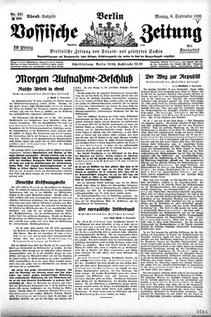 Vossische Zeitung vom 06.09.1926