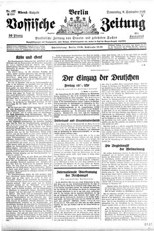 Vossische Zeitung vom 09.09.1926
