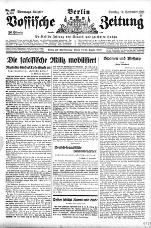 Vossische Zeitung on Sep 12, 1926