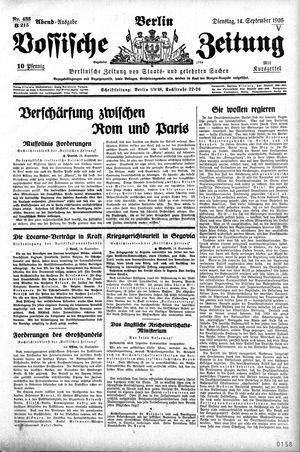 Vossische Zeitung vom 14.09.1926