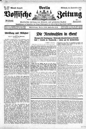 Vossische Zeitung vom 15.09.1926