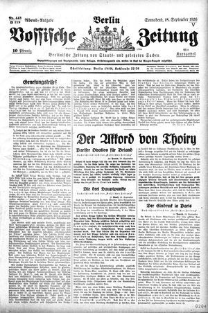 Vossische Zeitung vom 18.09.1926