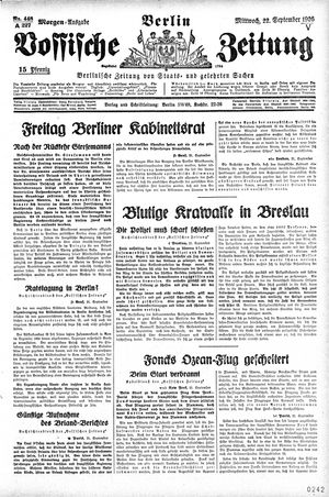 Vossische Zeitung vom 22.09.1926