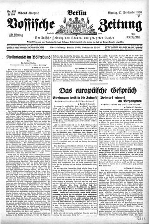 Vossische Zeitung vom 27.09.1926