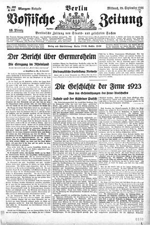 Vossische Zeitung vom 29.09.1926