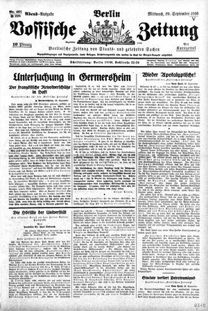 Vossische Zeitung vom 29.09.1926