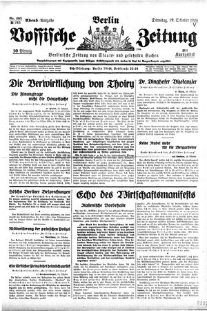 Vossische Zeitung vom 19.10.1926