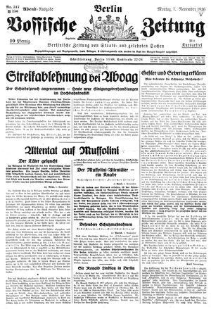 Vossische Zeitung vom 01.11.1926