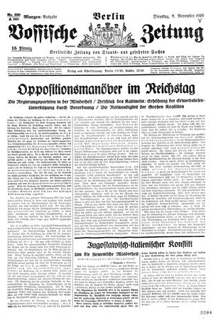Vossische Zeitung vom 09.11.1926