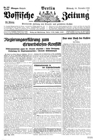 Vossische Zeitung vom 10.11.1926
