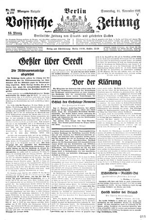 Vossische Zeitung vom 11.11.1926