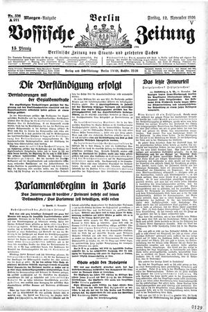 Vossische Zeitung vom 12.11.1926
