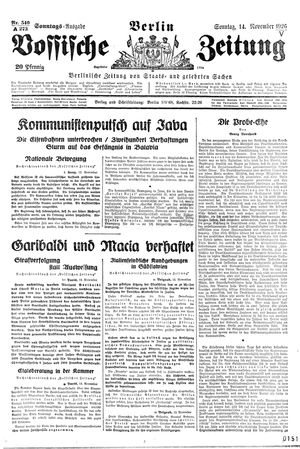 Vossische Zeitung vom 14.11.1926