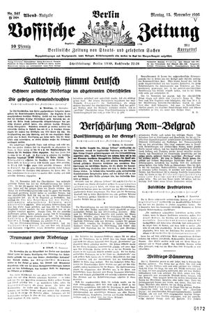 Vossische Zeitung vom 15.11.1926