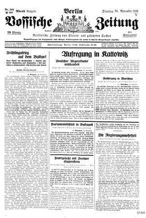 Vossische Zeitung vom 16.11.1926