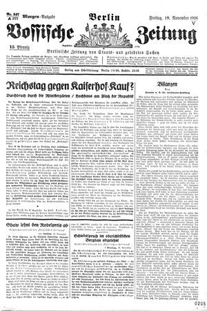 Vossische Zeitung vom 19.11.1926