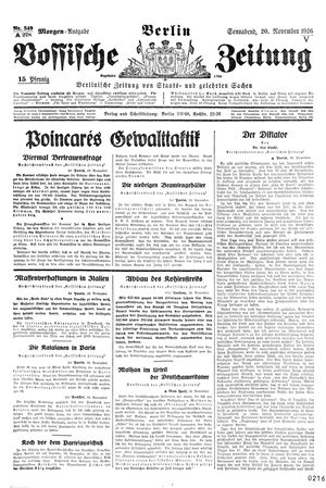 Vossische Zeitung vom 20.11.1926