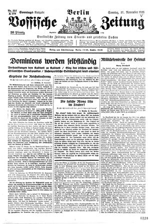 Vossische Zeitung vom 21.11.1926