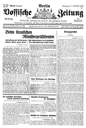 Vossische Zeitung vom 21.12.1926
