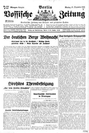 Vossische Zeitung vom 27.12.1926