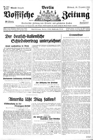 Vossische Zeitung vom 29.12.1926