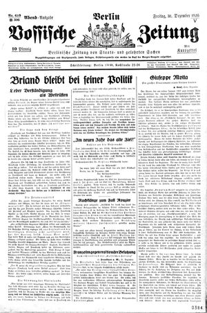 Vossische Zeitung vom 31.12.1926
