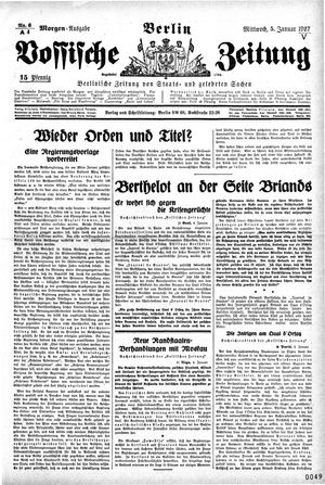 Vossische Zeitung on Jan 5, 1927