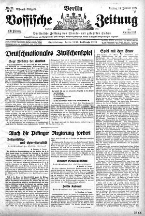 Vossische Zeitung on Jan 14, 1927