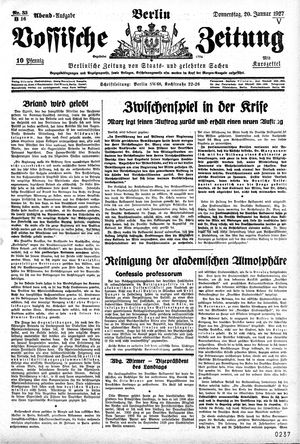 Vossische Zeitung vom 20.01.1927