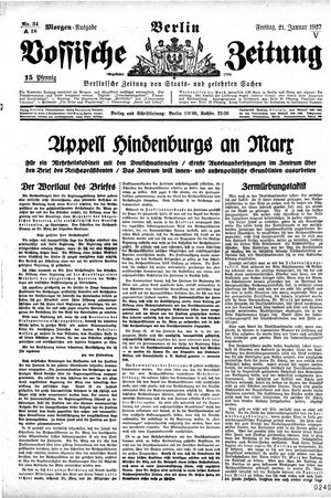 Vossische Zeitung vom 21.01.1927