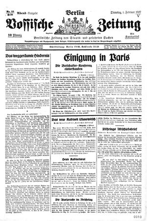 Vossische Zeitung vom 01.02.1927
