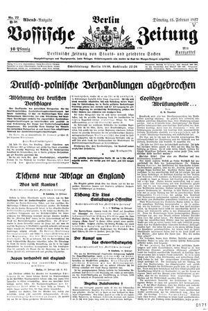 Vossische Zeitung on Feb 15, 1927