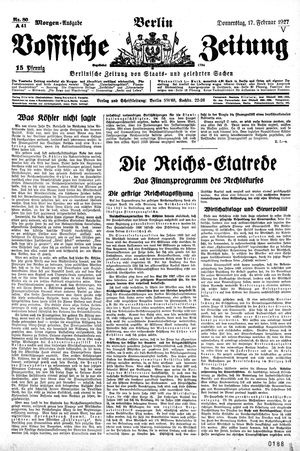 Vossische Zeitung on Feb 17, 1927