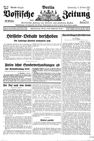 Vossische Zeitung on Feb 17, 1927
