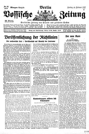 Vossische Zeitung on Feb 18, 1927