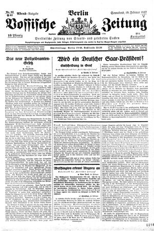 Vossische Zeitung vom 19.02.1927