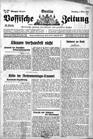 Vossische Zeitung on Mar 1, 1927