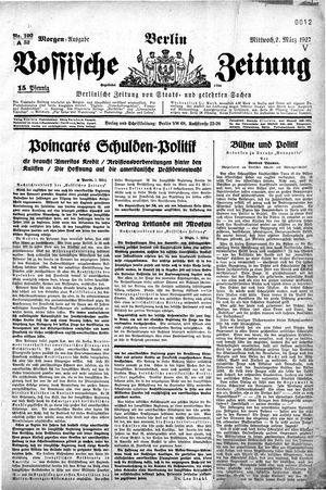 Vossische Zeitung on Mar 2, 1927