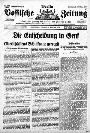 Vossische Zeitung on Mar 12, 1927