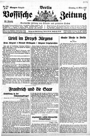 Vossische Zeitung on Mar 15, 1927