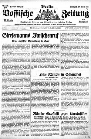 Vossische Zeitung on Mar 23, 1927