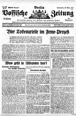 Vossische Zeitung on Mar 26, 1927