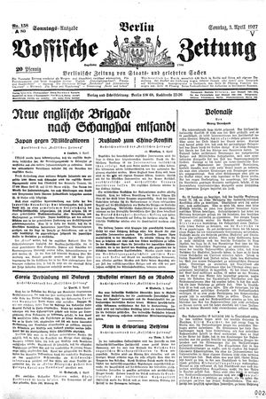 Vossische Zeitung vom 03.04.1927